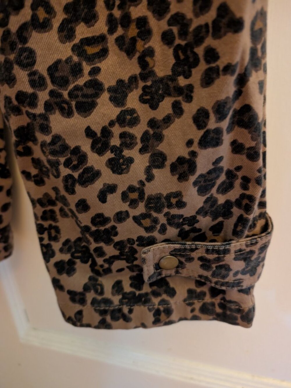 Anthropologie Leopard Denim Utility Jumpsuit Coveralls size L - Picture 5 of 5